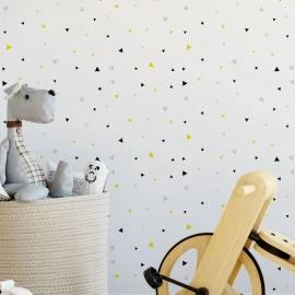 Papel de parede triângulo preto, cinza e amarelo