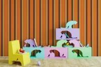 Papel de parede listrado laranja retro 440-6556