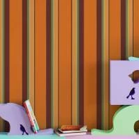 Papel de parede listrado laranja retro 440-6557