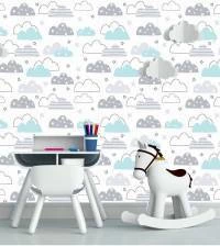 Papel de parede infantil nuvens 2551-6564