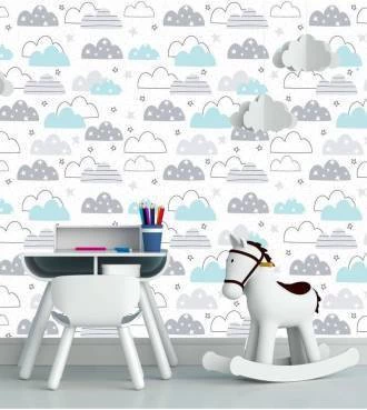 Papel de parede infantil nuvens