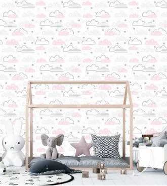 Papel de parede infantil de nuvens