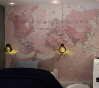 Papel de parede mapa do mundo rosa 2245-6580