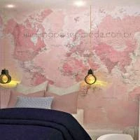 Papel de parede mapa do mundo rosa 2245-6581