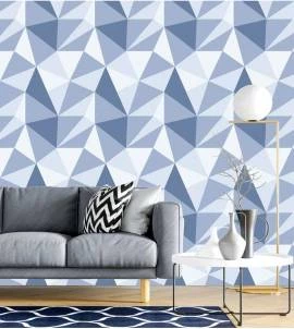 Papel de parede geométrico triangular tons de azul