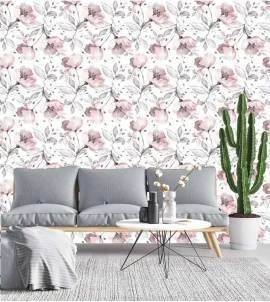 Papel de parede floral com peônias