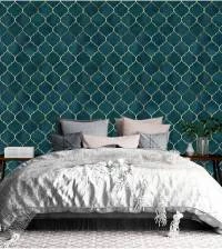Papel de parede retrô azul turquesa 2571-6607