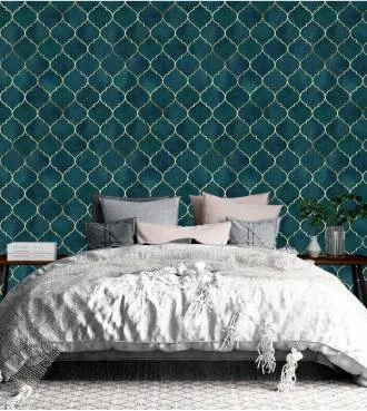 Papel de parede retrô azul turquesa