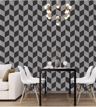 Papel de parede cubos preto e listrado