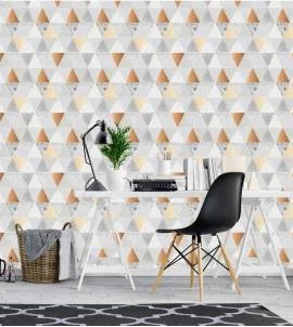 Papel de parede ladrilho mármore triangular
