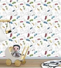 Papel de parede infantil carrinhos coloridos 2589-6641