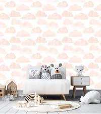 Papel de parede infantil nuvens rose 2590-6643