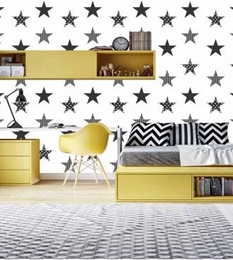 Papel de parede infantil poá de estrelas