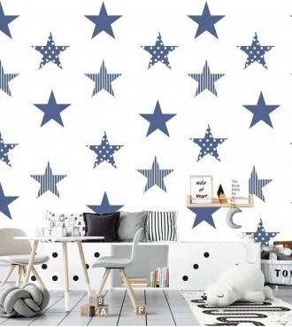 Papel de parede estrelas azuis infantil