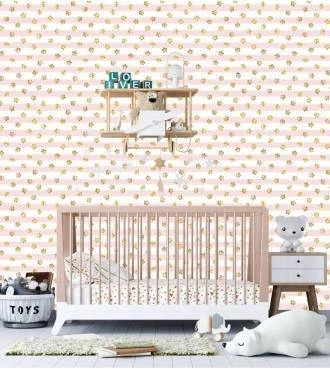 Papel de parede infantil Listras e flores