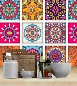 Azulejo adesivo com mandalas coloridas