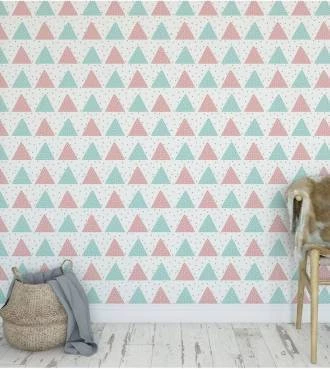 Papel de parede triângulos e bolinhas infantil
