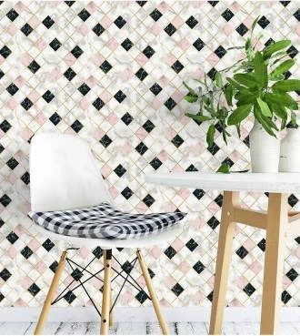 Papel de parede mármore quadriculado