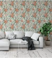 Papel de parede hibisco laranja floral 2647-6757