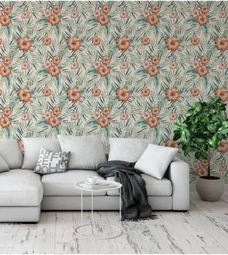 Papel de parede natureza ibisco laranja