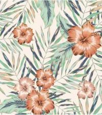 Papel de parede hibisco laranja floral 2647-6758