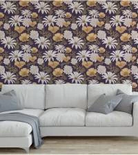 Papel de parede natureza flores brancas e amarelas 2649-6761