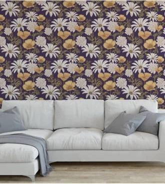 Papel de parede natureza flores brancas e amarelas