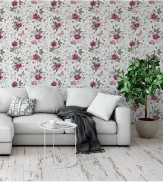 Papel de parede delicado flores vermelhas