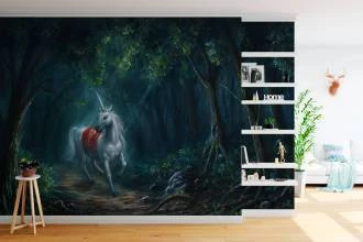 Papel de parede mural unicórnio magico