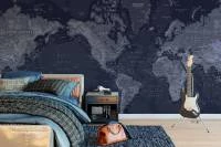 Papel de Parede Mapa Mundi Azul Escuro 2691-6844