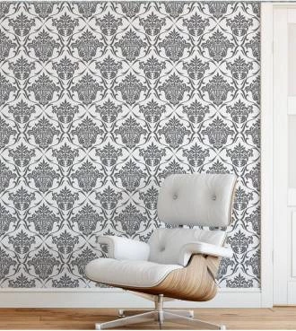 Papel de parede Damask com fundo branco