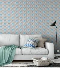 Papel de parede Damask tons de cinza e azul 2694-6855