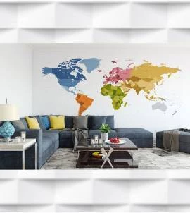 Papel de Parede Mapa em tons coloridos