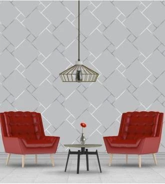 Papel de Parede quadricular cinza silver