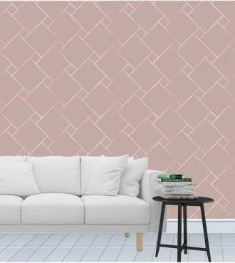 Papel de Parede quadricular rosa gold