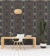 Papel de Parede Zara luxo em preto e cobre