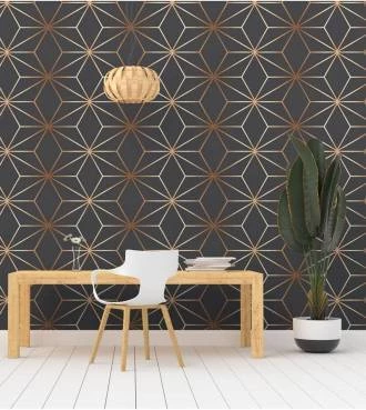 Papel de Parede luxo em preto e cobre