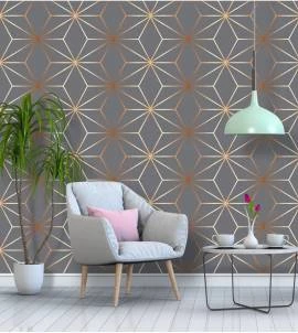 Papel de Parede Zara luxo em cinza e cobre