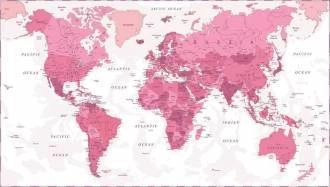 Papel de parede mapa mundi PINK com fundo branco