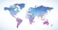 Papel de parede mapa mundi em tons azuis e lilás