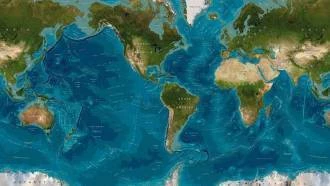 Papel de parede mapa mundi Sea Blue