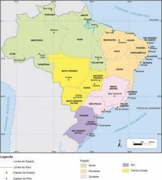 Papel de parede mapa com as regiões do Brasil