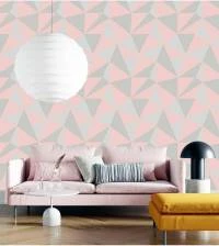 Papel de parede contemporâneo geométrico rosa e cinza 2774-6954