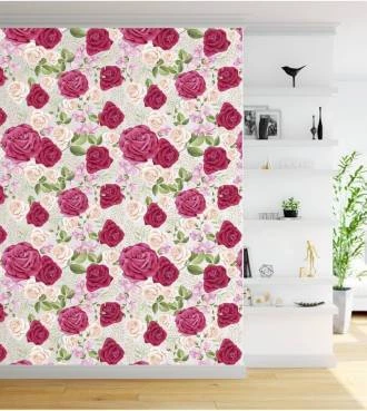 Papel de parede de rosas bordô e rosê