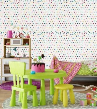 Papel de parede com bolinhas coloridas póá