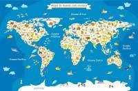 Papel de Parede Mapa Mundi Infantil Animais 2209-7016
