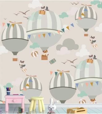 Papel de parede infantil balões
