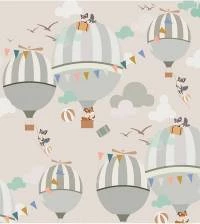 Papel de parede infantil balões em tons de cinza 2806-7021