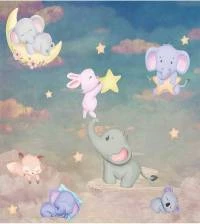 Papel de parede bichinhos nas nuvens infantil 2807-7024