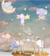 Papel de parede bichinhos nas nuvens infantil 2807-7025